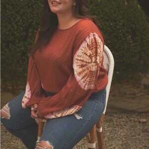 New Plus Size The Odells Serena Tie Dye Blouse in Pomelo Multi Size 3X